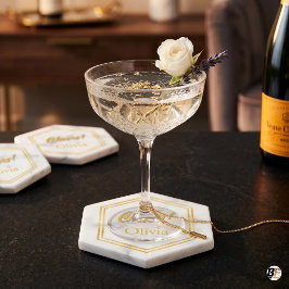 Posavasos De Papel Namw Personalizado '¡Salud!' Mármol y Oro