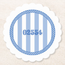 Nantucket 02554 Zip Code Coasters Blue White