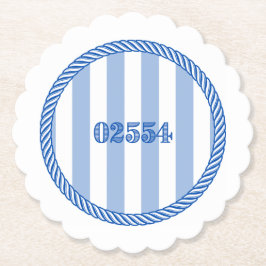 Posavasos De Papel Nantucket 02554 Zip Code Coasters Blue White