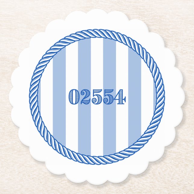 Posavasos De Papel Nantucket 02554 Zip Code Coasters Blue White (Anverso)