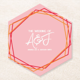 Posavasos De Papel Naranja Amanecer Rosa Brillante Rosa Roja Boda  