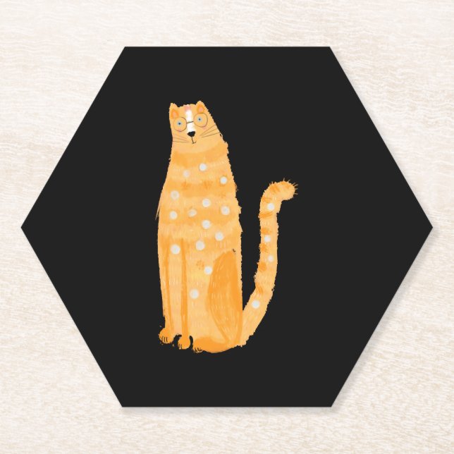 Posavasos De Papel Naranja de gatos (Anverso)