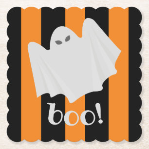 Posavasos De Papel Naranja de Halloween fantasma y franjas negras!