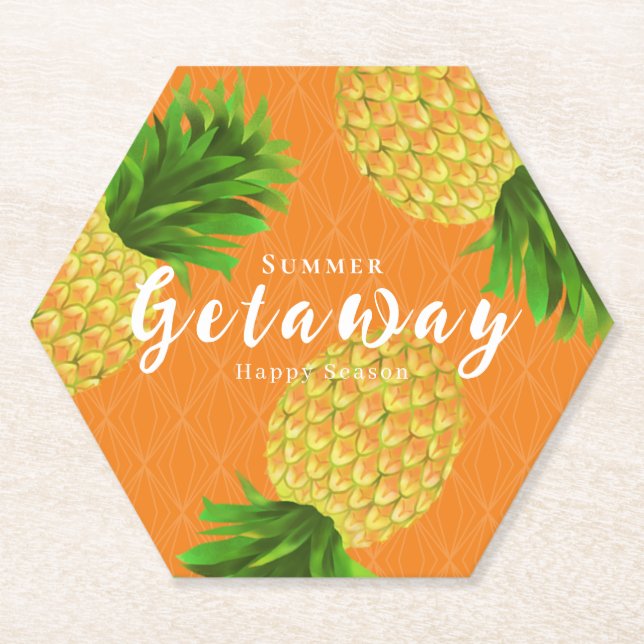 Posavasos De Papel Naranja de piña (Anverso)