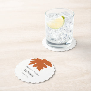 Posavasos De Papel Naranja del partido de la boda de la hoja de arce