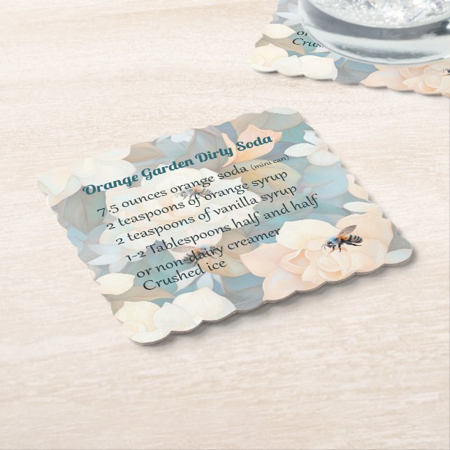 Posavasos De Papel Naranja Garden Dirty Soda Coaster (En perspectiva)