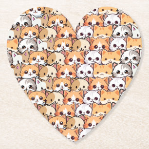 Posavasos De Papel Naranja  gatito mascota Patrón sin costura