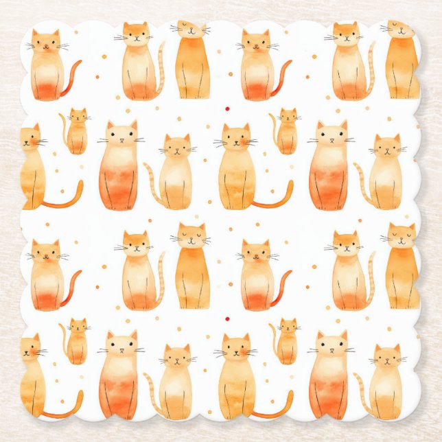 Posavasos De Papel Naranja Kitty Cats (Anverso)