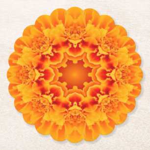 Posavasos De Papel Naranja Marigold Mandala