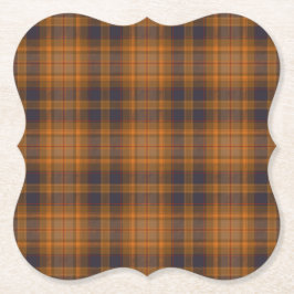 Posavasos De Papel Naranja marrón Blue Tartan Plaid