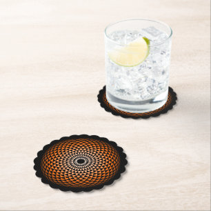 Posavasos De Papel Naranja negro espiritual Mandala Gráfico geométr