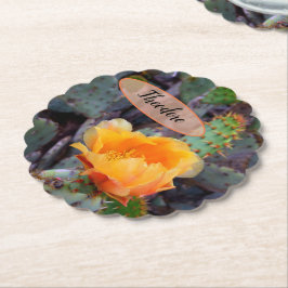Posavasos De Papel Naranja Pricky Pear Opuntia Cactus Flower Photo