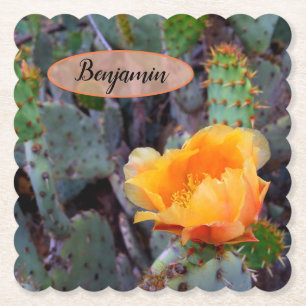 Posavasos De Papel Naranja Pricky Pear Opuntia Cactus Flower Photo