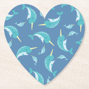 Posavasos De Papel Narwhal Baby Shower Blue Boy Whale