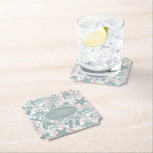 Posavasos De Papel Nautical Beach Collage Sage ID840