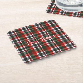Posavasos De Papel Navidad de Cuadros Rojos y Verdes