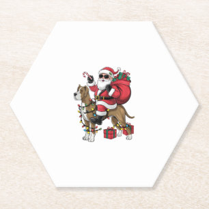 Posavasos De Papel Navidad en Santa Riding Great Dane Dog
