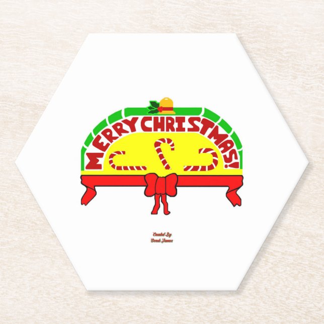 Posavasos De Papel Navidad Saludos Hexagon Paper Coaster (Anverso)