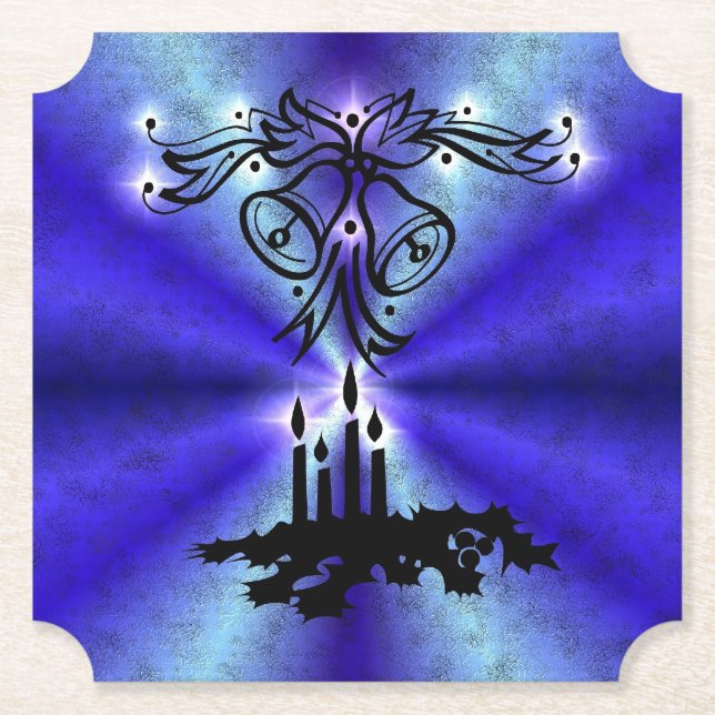 Posavasos De Papel Navidades Artdeco sobre el arcoiris verde azul (Anverso)