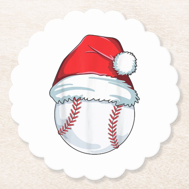 Posavasos De Papel Navidades Béisbol Santa Hat Ball Niños Hombres (Anverso)