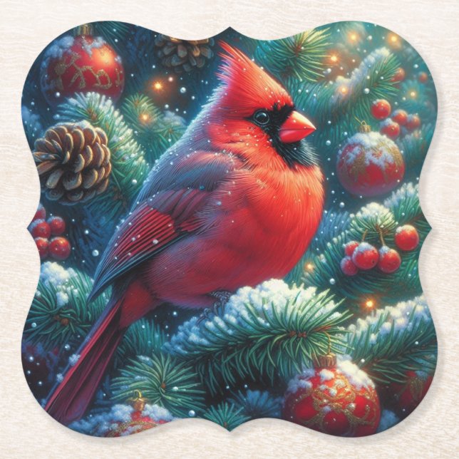 Posavasos De Papel Navidades/cardenal invernal (Anverso)