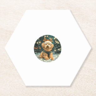 Posavasos De Papel Navidades Cavapoo Perro reno Santa Hat cúter Holi
