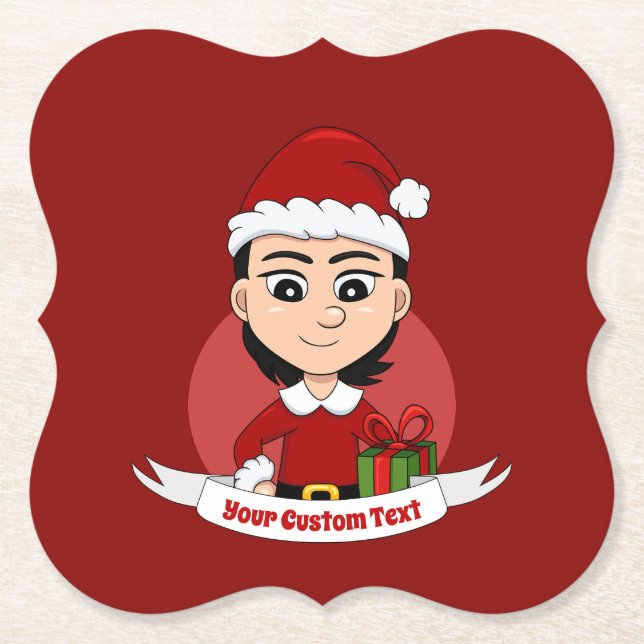 Posavasos De Papel navidades chica personalizado de papel (Anverso)