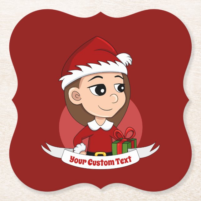 Posavasos De Papel navidades chica personalizado de papel (Anverso)