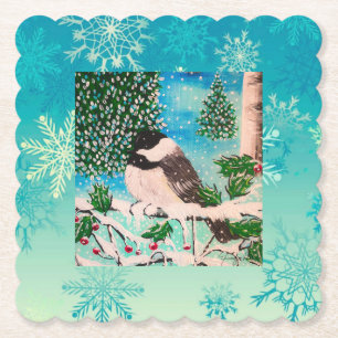 Posavasos De Papel Navidades Chickadee Chatter Plate