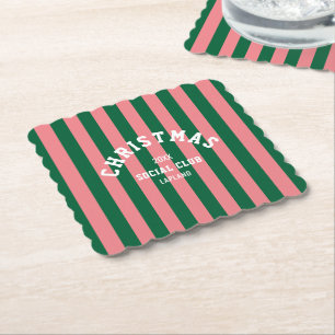 Posavasos De Papel Navidades Club Social Green Pink Candy Stripes