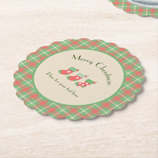 Posavasos De Papel Navidades con base verde de Plaid (En perspectiva)