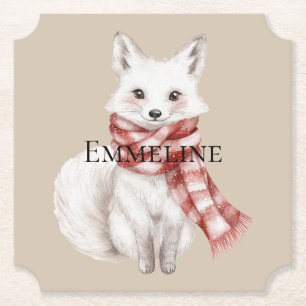 Posavasos De Papel Navidades Cream Red White Peppermint Fox y Deer
