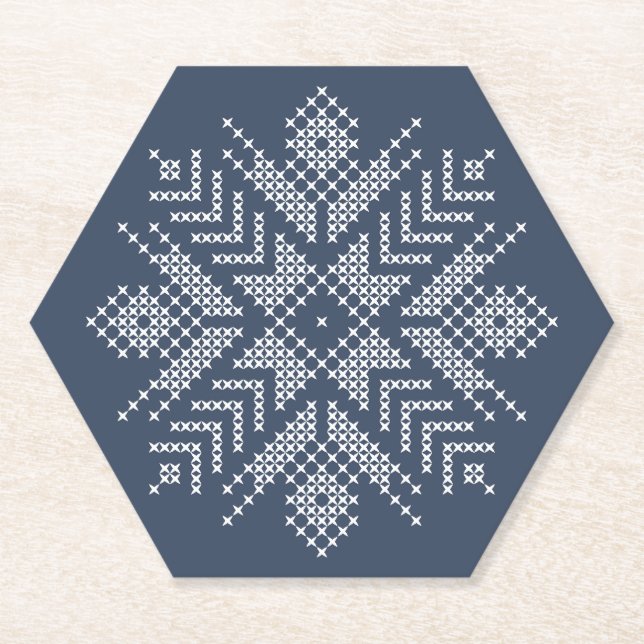 Posavasos De Papel Navidades cruzan el diseño de copos de nieve (Anverso)