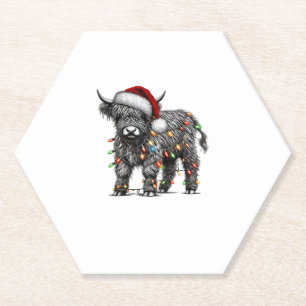 Posavasos De Papel Navidades Cuidados Encenden Bovino de la Highland