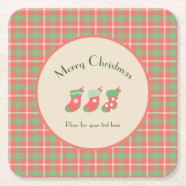 Posavasos De Papel Navidades de base roja de Plaid
