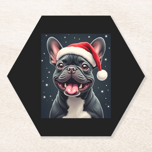 Posavasos De Papel Navidades de Bulldog franceses lanzan camiseta (Anverso)