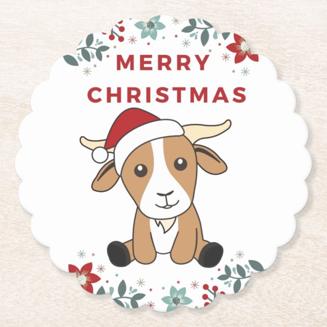Posavasos De Papel Navidades de cabra cabras animales de invierno (Anverso)