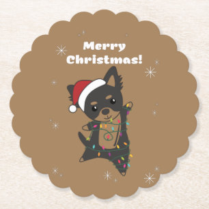 Posavasos De Papel Navidades de Chiwawa Perro Animales de Invierno Pe