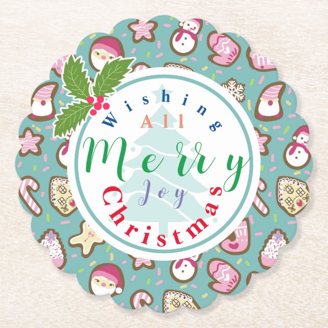 Posavasos De Papel Navidades de cocina turquesa (Anverso)