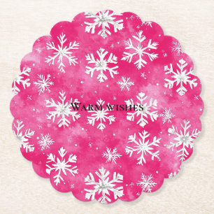 Posavasos De Papel Navidades de copas de nieve con glam rosa