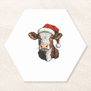 Posavasos De Papel Navidades de Cow Santa Hat