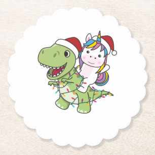 Posavasos De Papel Navidades de dinosaurios Unicorn Invierno T-Rex Di
