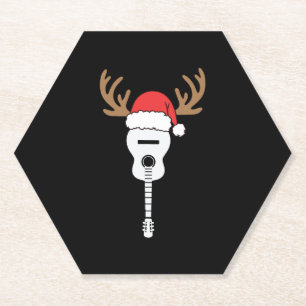 Posavasos De Papel Navidades de guitarra renos de Santa Hat