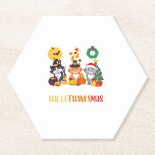 Posavasos De Papel Navidades de Halloween Felices Hallothanksmas Grac