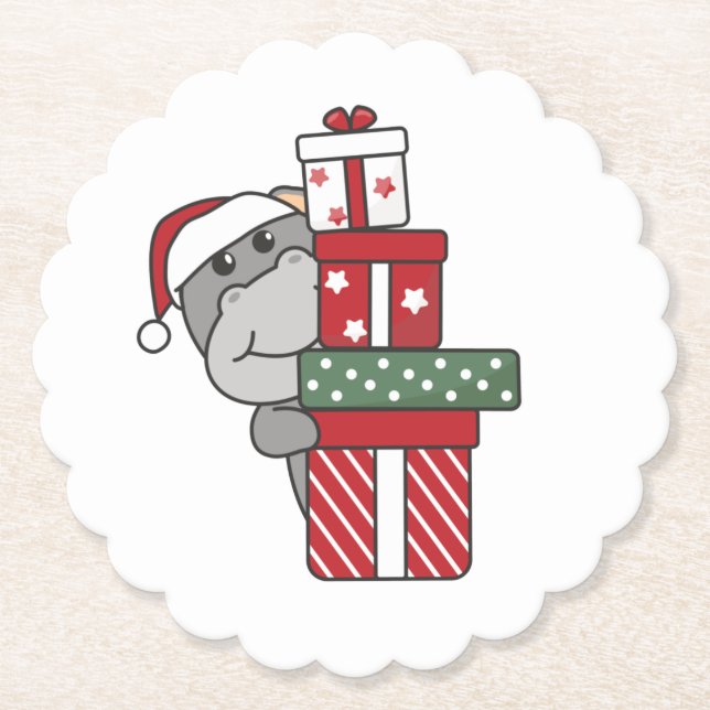 Posavasos De Papel Navidades de Hippo entregan animales de invierno H (Anverso)