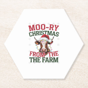 Posavasos De Papel Navidades De La Granja Cow Moo-ry Navidades