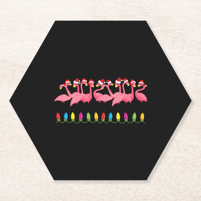 Posavasos De Papel NAVIDADES DE LA PLAYA DE diseño FLAMINGO SANTA (Anverso)