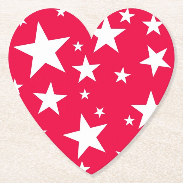 Posavasos De Papel Navidades de las Estrellas Blancas Rojas Plantilla (Anverso)