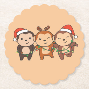 Posavasos De Papel Navidades de monos Navidades animales cortan monos