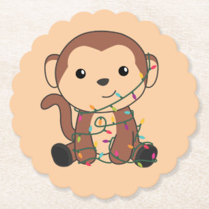 Posavasos De Papel Navidades de monos Nieve Animales de Invierno Pape